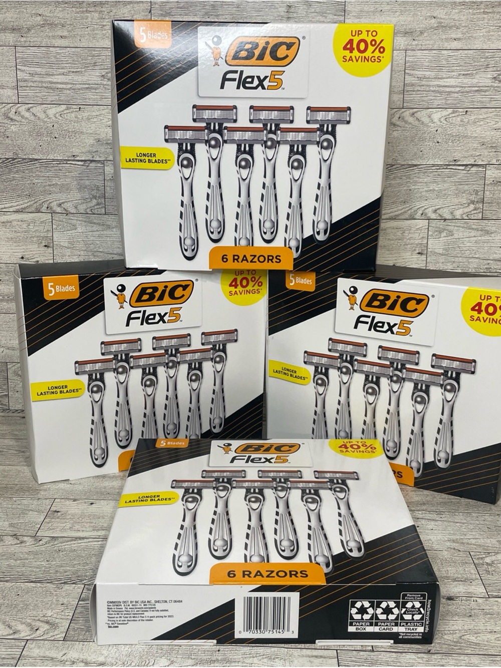BIC Flex5 Men's 5-Blade Razors - White & Black